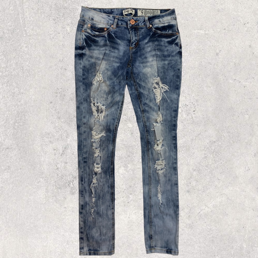 Indigo Rein Women's Skinny Jeans - Distressed Blue